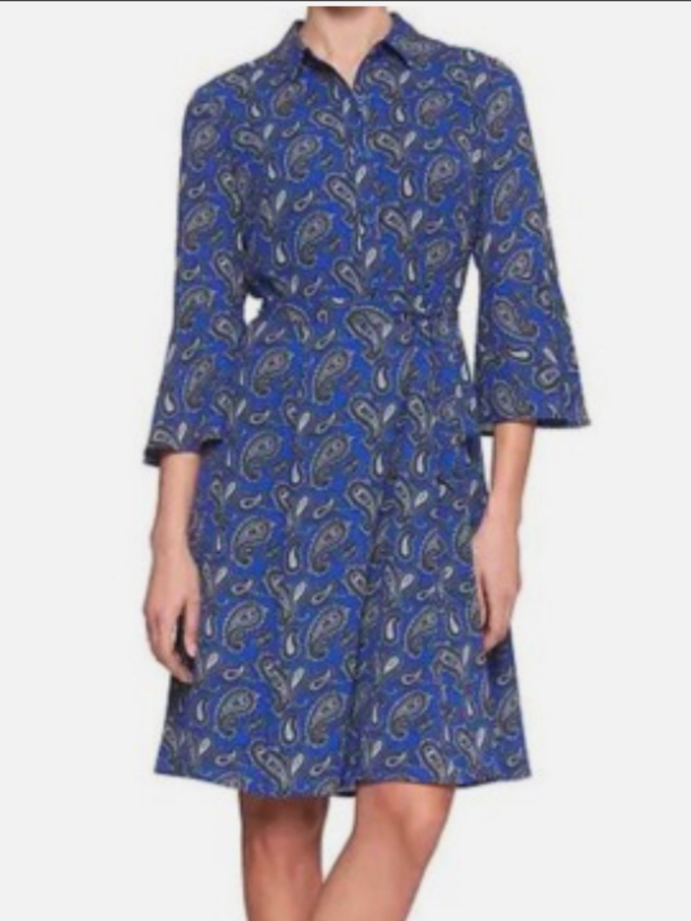 Banana Republic Blue Paisley Midi Shirt Dress